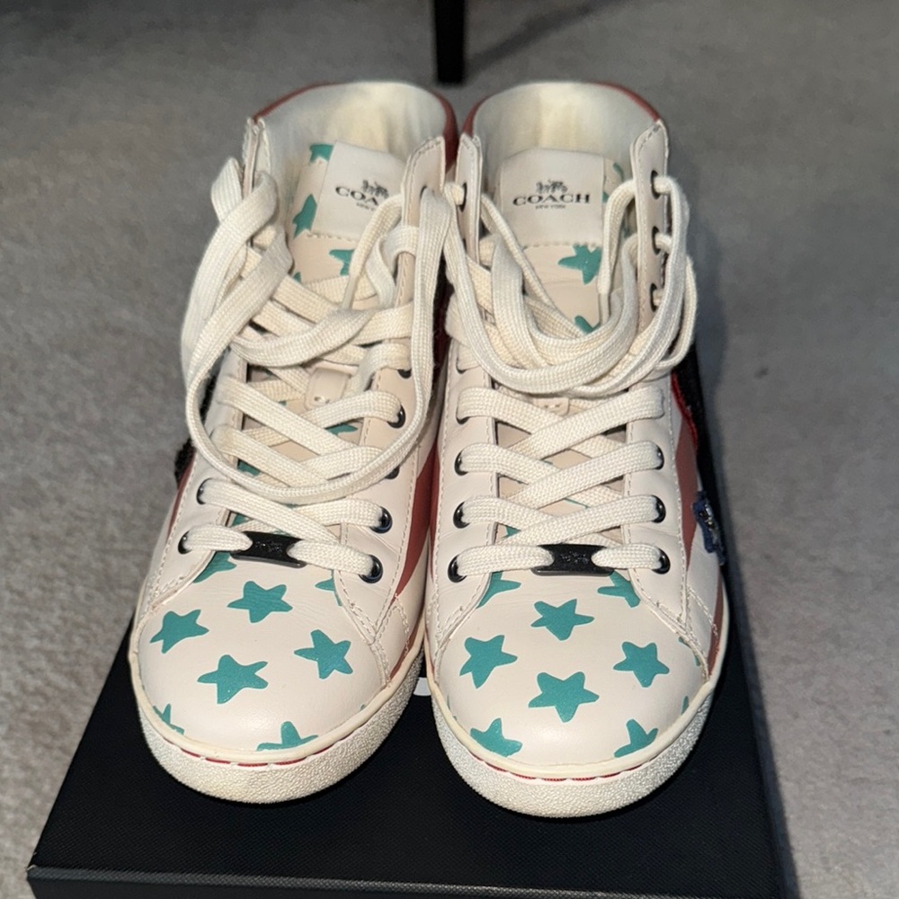 Coach Green and White Sneakers with Playful Accents